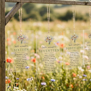 Invitations En Acrylique Suite de mariage aux fleurs sauvages - Plan de tab