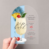 Invitations En Acrylique Summer Blue Tropical Cocktail Anniversaire (In situ (ordinateur de poche))