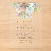 Invitations En Acrylique Summer Floral Pastel Wedding (Recto)