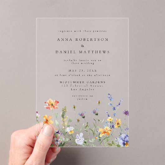 Invitations En Acrylique Summer Wildflower Garden Wedding (In situ (ordinateur de poche))