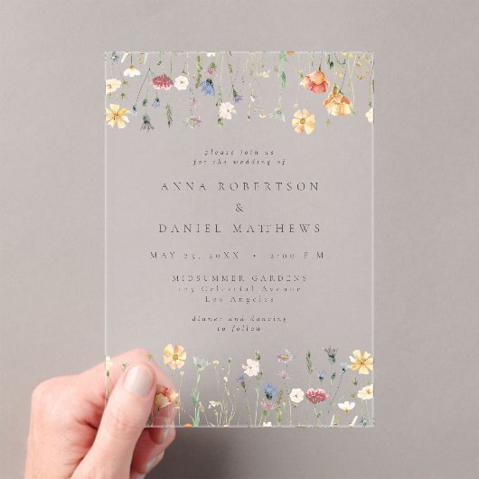 Invitations En Acrylique Summer Wildflower Garden Wedding (In situ (ordinateur de poche))