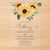 Invitations En Acrylique Sunflower Eucalyptus Mariage de verdure (Recto)