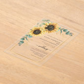 Invitations En Acrylique Sunflower Eucalyptus Mariage élégant (Poser)
