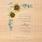 Invitations En Acrylique Sunflower Eucalyptus Mariage élégant (Recto)