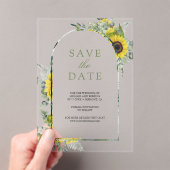 Invitations En Acrylique Sunflower Eucalyptus Mariage Enregistrer la date (In situ (ordinateur de poche))