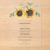 Invitations En Acrylique Sunflower Eucalyptus Mariage naturel (Recto)