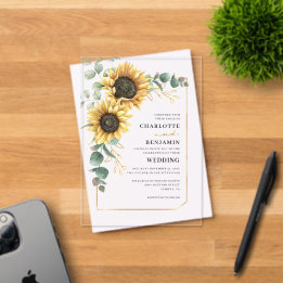 Invitations En Acrylique Sunflower florale Mariage élégant