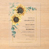 Invitations En Acrylique Sunflower florale Mariage élégant (Recto)