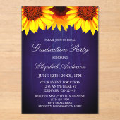 Invitations En Acrylique Sunflower Rustic Wood Graduation Party (Recto)