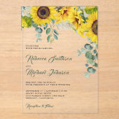 Invitations En Acrylique Sunflowers Eucalyptus Wedding (Recto)