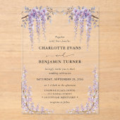 Invitations En Acrylique Superbe aquarelle Wisteria Floral Garden Mariage (Recto)