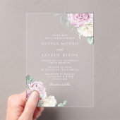 Invitations En Acrylique Superbe Botanique Blanc & Blush Floral Mariage (In situ (ordinateur de poche))