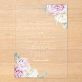 Invitations En Acrylique Superbe Botanique Blanc & Blush Floral Mariage (Recto)