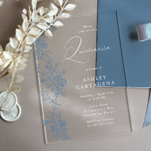 Invitations En Acrylique Superbe Elégante Quinceanera Vintage 15e anniversa
