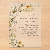Invitations En Acrylique Superbe Fleur sauvage Rustique Floral Mariage (Recto)