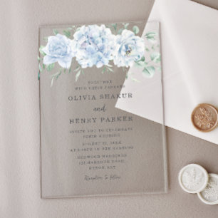 Invitations En Acrylique Superbe Mariage Floral Bleu