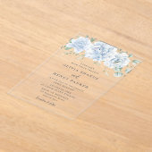 Invitations En Acrylique Superbe Mariage Floral Bleu (Poser)