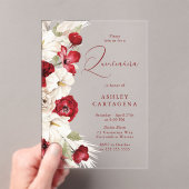 Invitations En Acrylique Superbe Quinceanera Florale Rouge & Blanc (In situ (ordinateur de poche))