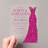 Invitations En Acrylique Superbe robe rose 40e fête d'anniversaire (In situ (ordinateur de poche))