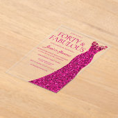 Invitations En Acrylique Superbe robe rose 40e fête d'anniversaire (Poser)