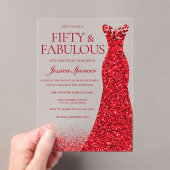Invitations En Acrylique Superbe robe rouge 50e fête d'anniversaire (In situ (ordinateur de poche))