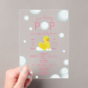 Invitations En Acrylique Sur Le Point De Pop En Caoutchouc Bubbles Baby sho