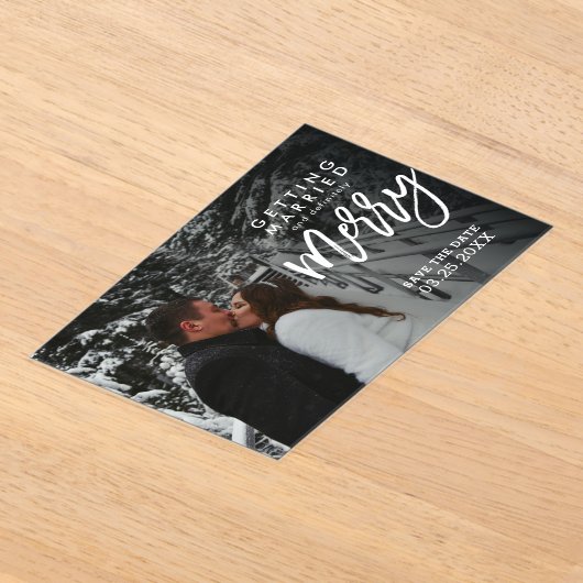 Invitations En Acrylique Sûrement Joyeux Mariage D'Hiver Enregistrer La Dat (Poser)