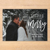 Invitations En Acrylique Sûrement Joyeux Mariage D'Hiver Enregistrer La Dat (Recto)