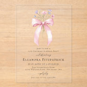 Invitations En Acrylique SURPRISE Fleur sauvage 19e anniversaire Bow rose (Recto)