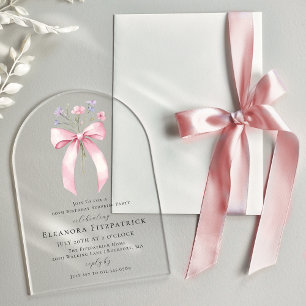 Invitations En Acrylique SURPRISE PARTY 60e Anniversaire Bow Fleur sauvage