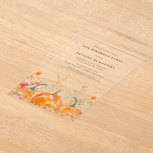 Invitations En Acrylique SURPRISE PARTY ACRYLIC 30E Fleur sauvage Citrouill (Poser)
