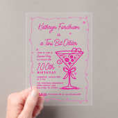 Invitations En Acrylique SURPRISE PARTY Pink Doodle Martini 100e anniversai (In situ (ordinateur de poche))
