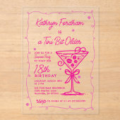 Invitations En Acrylique SURPRISE PARTY Pink Doodle Martini 18e anniversair (Recto)