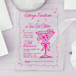 Invitations En Acrylique SURPRISE PARTY Pink Doodle Martini 21e anniversair<br><div class="desc">Whimsical et féminin,  cette invitation à l'anniversaire à thème expresso martini propose un grand martini et cadre rose doodle. Tout le texte est modifiable.</div>