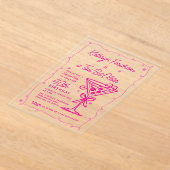 Invitations En Acrylique SURPRISE PARTY Pink Doodle Martini 40e anniversair (Poser)