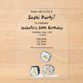 Invitations En Acrylique Sushi Rolls Avec Chopstick Party (Recto)