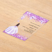 Invitations En Acrylique Sweet 16 ballerine violet robe papillons clair (Poser)