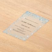 Invitations En Acrylique Sweet 16 blue glitter winter party frosted (Poser)