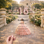 Invitations En Acrylique Sweet 16 étoiles d'or rose clair fête