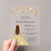 Invitations En Acrylique Sweet 16 étoiles robe or clair (In situ (ordinateur de poche))