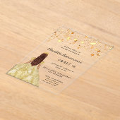 Invitations En Acrylique Sweet 16 étoiles robe or clair (Poser)