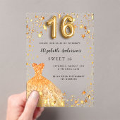 Invitations En Acrylique Sweet 16 étoiles robe or clair (In situ (ordinateur de poche))