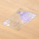 Invitations En Acrylique Sweet 16 Glitters Gown Dusty Purple Lilac Gold (Poser)