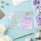 Invitations En Acrylique Sweet 16 Glitters Gown Dusty Purple Lilac Gold (Insitu (Mariage))