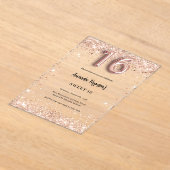 Invitations En Acrylique Sweet 16 rose or clair fête (Poser)
