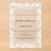 Invitations En Acrylique Sweet 16 white snowflakes winter party frosted (Recto)
