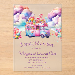 Invitations En Acrylique Sweet Candy Lane Budget d'anniversaire de l'enfant
