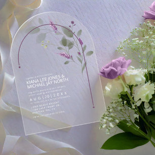 Invitations En Acrylique Sweet Floral Arch Mariage Lilac ID998