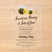 Invitations En Acrylique Sweet Little Honey Bee 1ère fête d'anniversaire (Recto)
