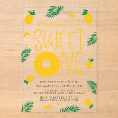 Invitations En Acrylique Sweet One Ananas 1ère fête d'anniversaire (Recto)